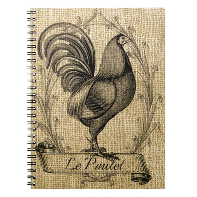 Cuaderno Burlap de Pollo Vintage (Frente)