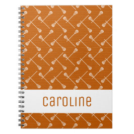 Cuaderno Burnt Orange Lacrosse White Sticks Patterned