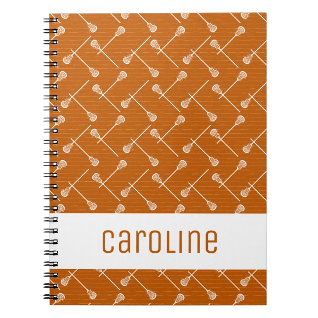Cuaderno Burnt Orange Lacrosse White Sticks Patterned (Frente)
