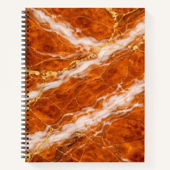 Cuaderno Burnt Orange Marble with White Swirls & Gold Veins (Anverso)