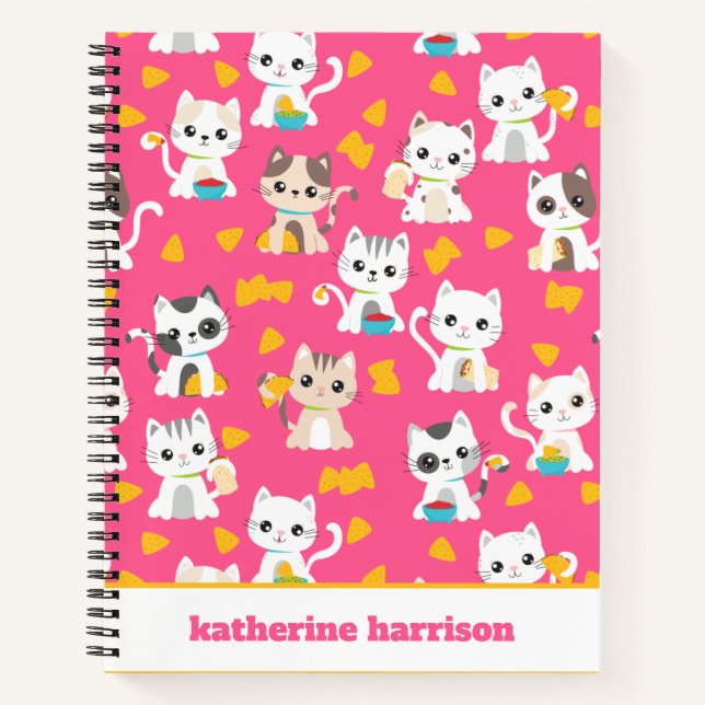 Cuaderno Burrito de tacocat y gatos de taco personalizados (Anverso)