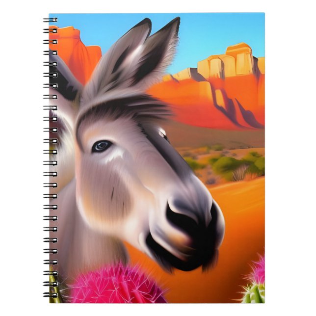 Cuaderno Burro lindo con cactus floridos (Frente)