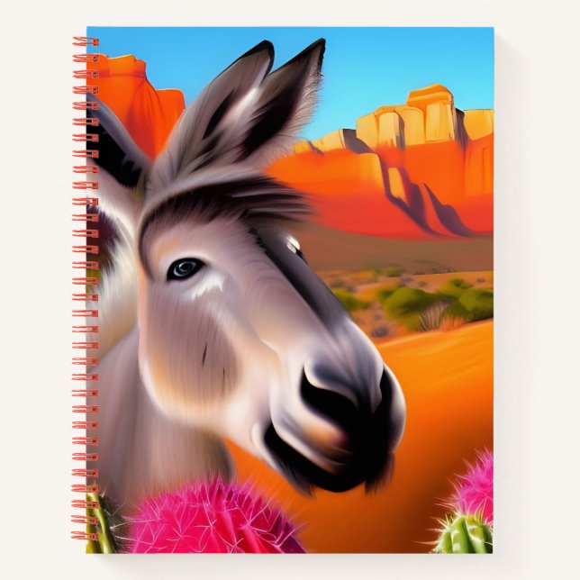 Cuaderno Burro lindo con cactus floridos (Anverso)