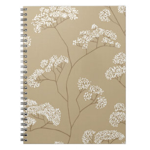 Cuaderno Bushes de flores blancas pequeñas en paleta color