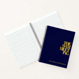 Cuaderno Business Meeting Notes Navy Blue Gold Modern