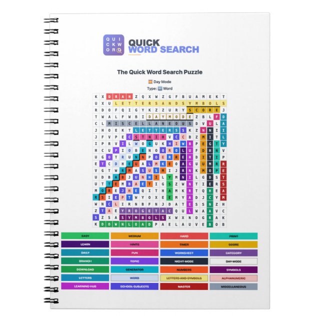 Cuaderno Búsqueda Rápida de Palabras — Modo Día (Frente)