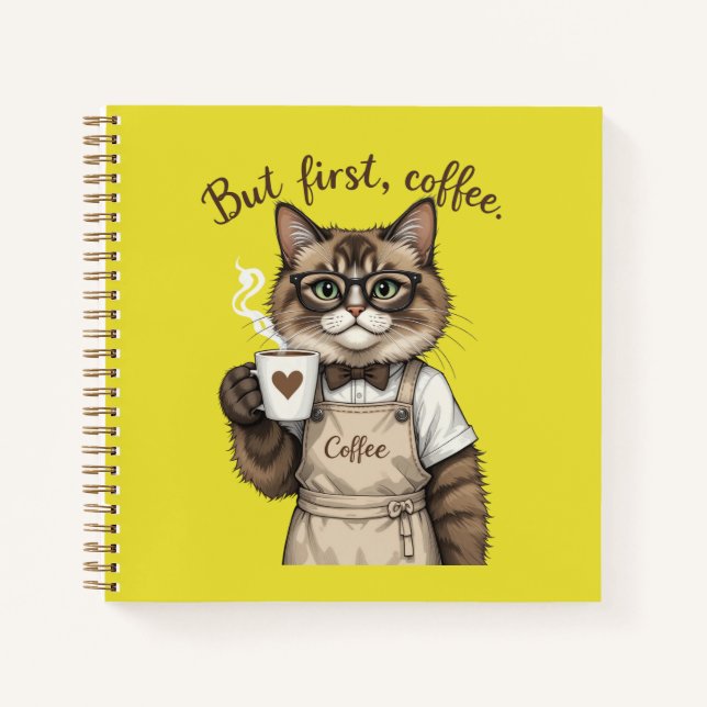 Cuaderno But First, Coffee Cat (Anverso)