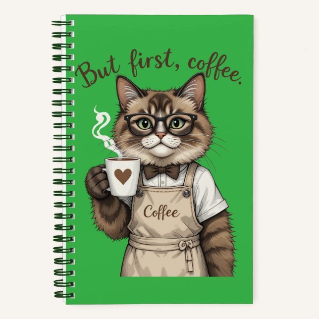 Cuaderno But First, Coffee Cat (Anverso)