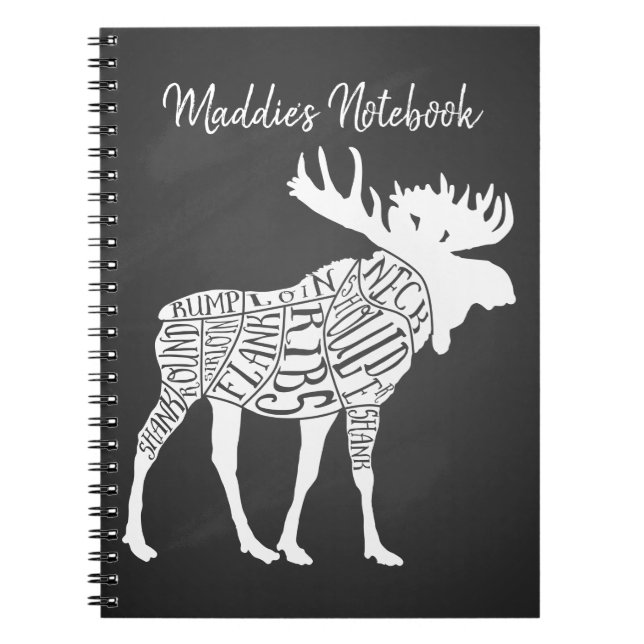 Cuaderno Butcher diagram meat cuts clock moose hunting (Frente)