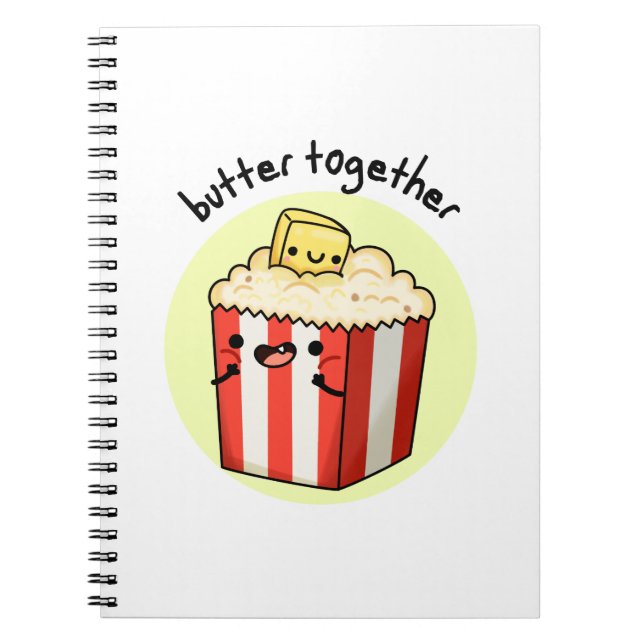 Cuaderno Butter Together Funny Butter Popcorn Pun (Frente)