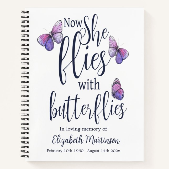 Cuaderno Butterflies Funeral Memorial Guest Book (Anverso)