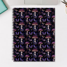 Cuaderno Butterfly, Floral and Mushroom Celestial Pattern