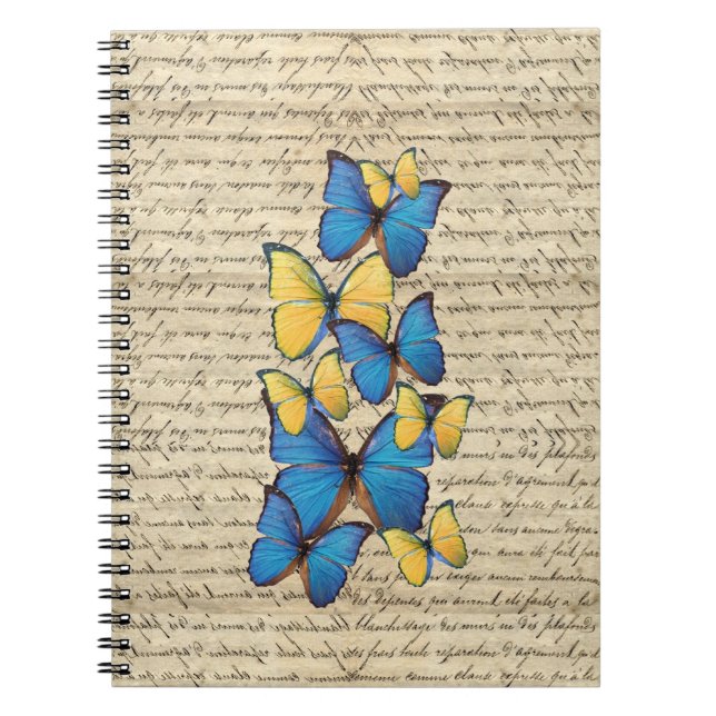 Cuaderno Butterrflies azules y amarillos (Frente)