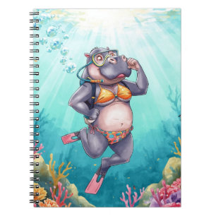 Cuaderno Buzo de hipopótamo submarino 