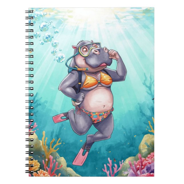 Cuaderno Buzo de hipopótamo submarino  (Frente)