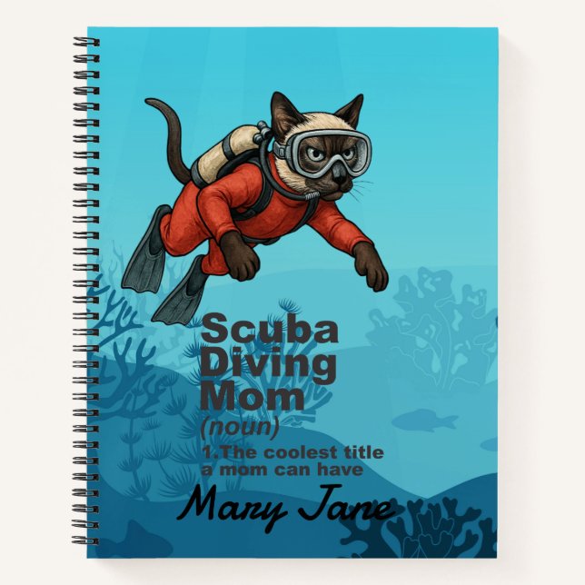 Cuaderno Buzo Mamá Gato Siames Diver (Anverso)