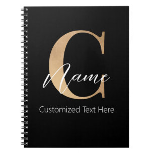 Cuaderno C inicial monogramada moderna y nombre personaliza