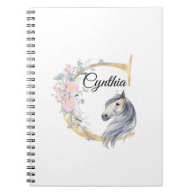 C letter personalised name monogram with horse  