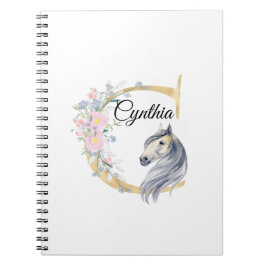 Cuaderno C letter personalised name monogram with horse