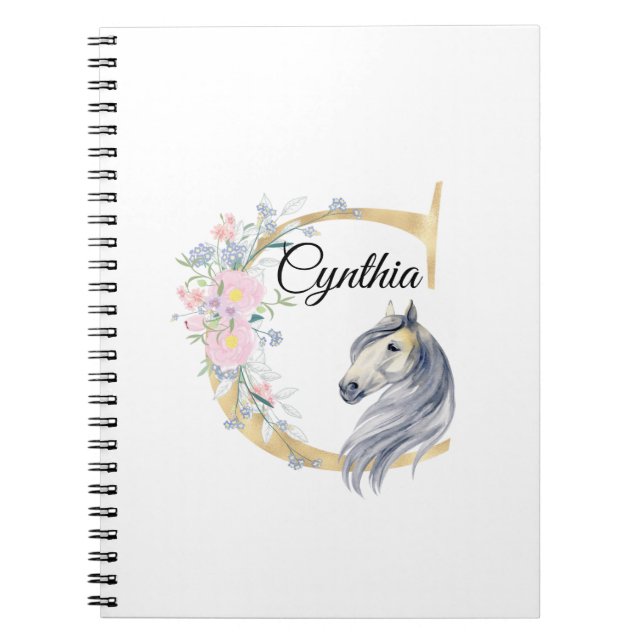 Cuaderno C letter personalised name monogram with horse   (Frente)