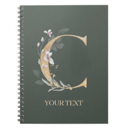 Cuaderno C Monograma Floral Personalizado