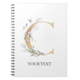 Cuaderno C Portátil Monograma Floral Personalizado