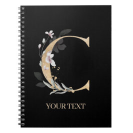 Cuaderno C Portátil Monograma Floral Personalizado