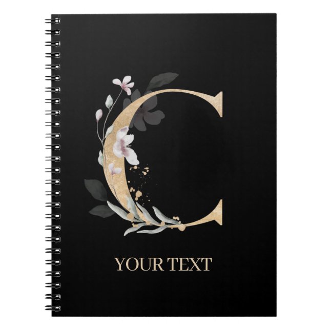 Cuaderno C Portátil Monograma Floral Personalizado (Frente)