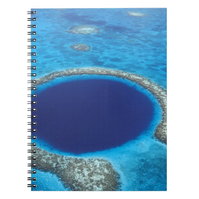Cuaderno CA, Belice. Vista aérea del agujero azul (diámetro (Frente)
