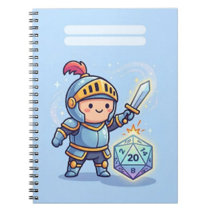 Cuaderno Caballero Adorable con Dados D20 – Juego de Rol de