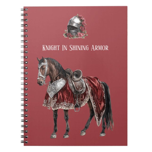 Cuaderno Caballero de caballo con casco de armadura brillan (Frente)