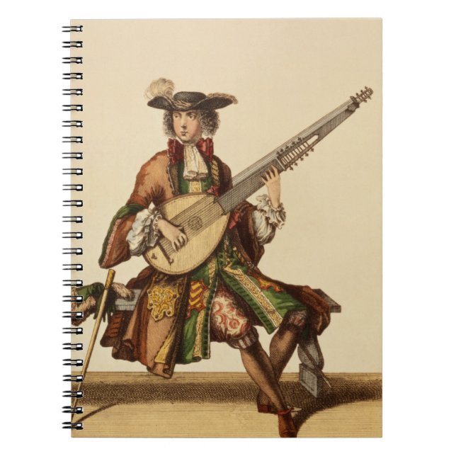 Cuaderno Caballero que juega la angélica, placa de moda, (Frente)