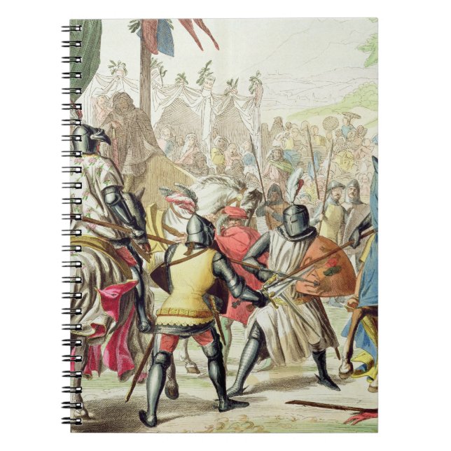 Cuaderno Caballeros que combaten en duelo a pie en un (Frente)