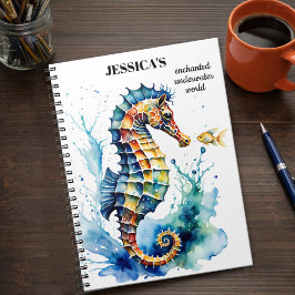 Cuaderno Caballito de mar acuarela colorido costero