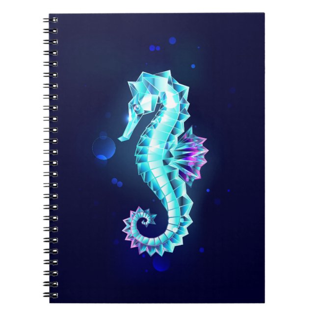 Cuaderno caballito de mar de hielo de cristal sobre fondo a (Frente)