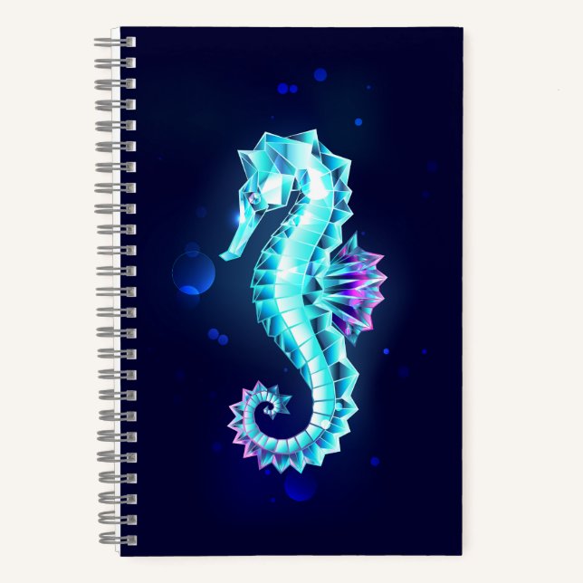 Cuaderno caballito de mar de hielo de cristal sobre fondo a (Anverso)