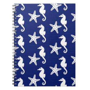 Cuaderno Caballito de mar y estrella de mar - azul marino y