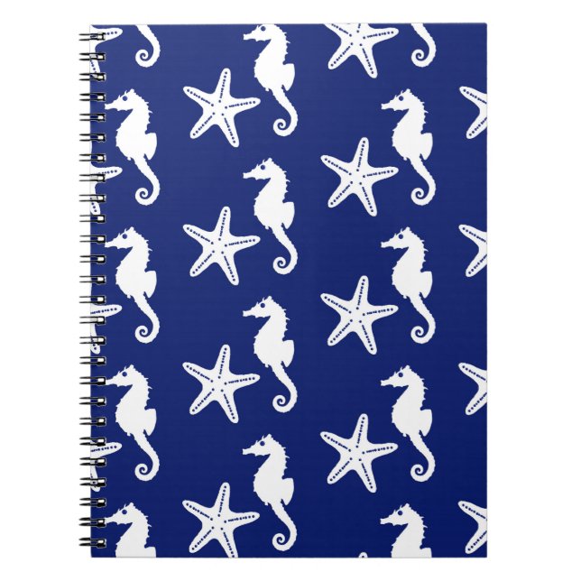 Cuaderno Caballito de mar y estrella de mar - azul marino y (Frente)