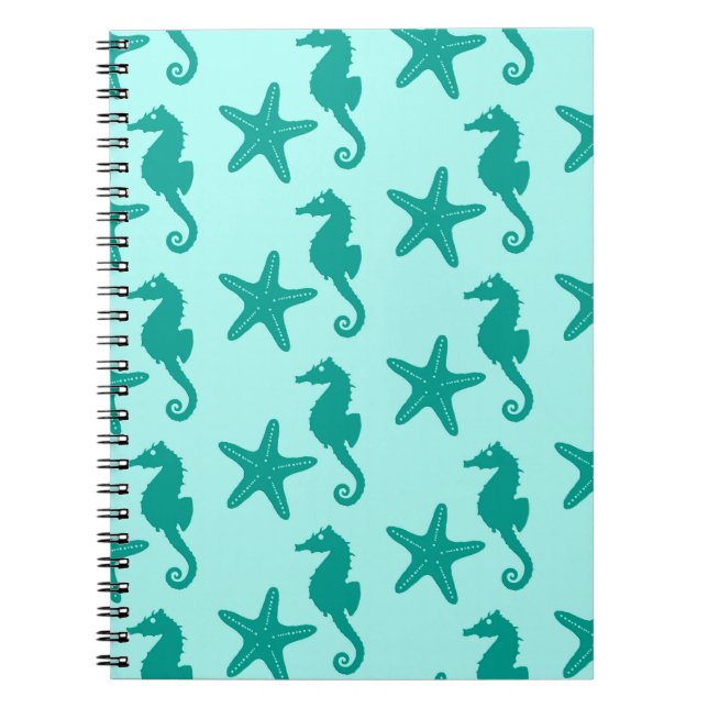 Cuaderno Caballito de mar y estrella de mar - turquesa y aq (Frente)