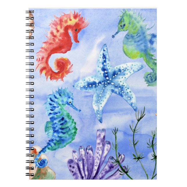 Cuaderno Caballitos De Mar Y Estrellas De Mar Con Patrón De (Frente)