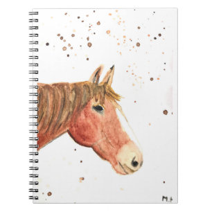 Cuaderno Caballo acuarela marrón pony mascota animal de gra