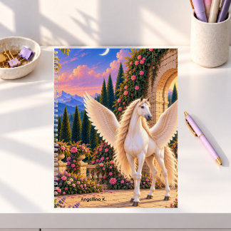 Cuaderno Caballo Alado en Mundo de Fantasía Personalizado