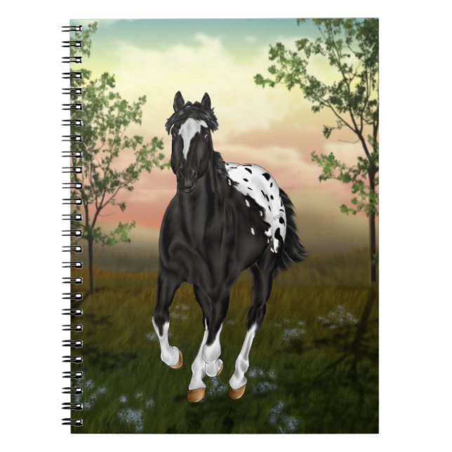 Cuaderno Caballo Appaloosa Negro Corriendo (Frente)