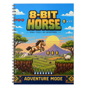 Cuaderno Caballo, Arte de Pixel Retro de 8 Bits