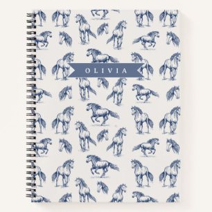 Cuaderno Caballo Azul Vintage Personalizado Clásico Campest