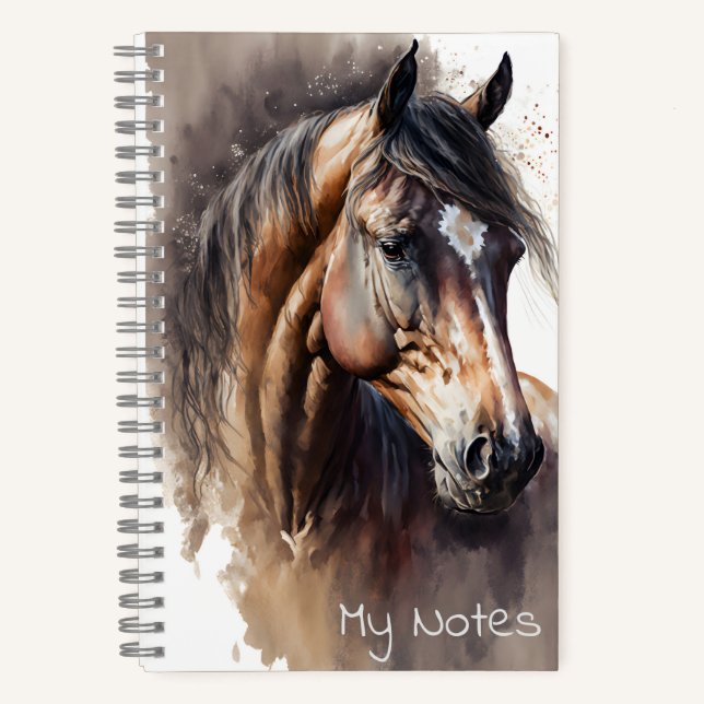 Cuaderno Caballo Bay Oscuro Acuarela (Anverso)