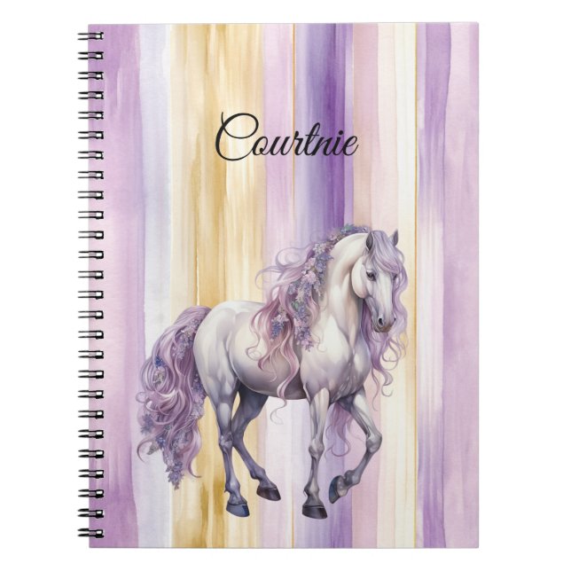 Cuaderno Caballo blanco de lavanda romántica (Frente)