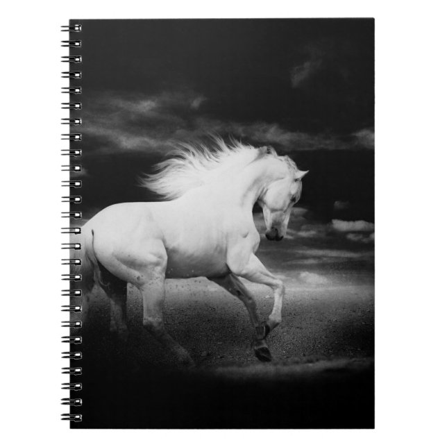 Cuaderno Caballo blanco en blanco y negro (Frente)