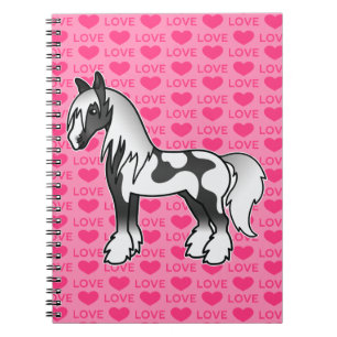 Cuaderno Caballo Cartel Gypsy Vanner Shire Amor Piebald Neg