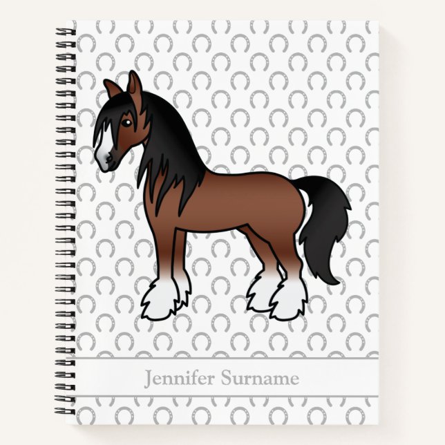 Cuaderno Caballo Clydesdale Vanner Gitano Marrón & Texto (Anverso)